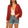 imageGRACE KARIN Open Front 34 Sleeve Batwing Cardigan for Women Lightweight Crochet Summer Cardigan HollowOut Cover UpsDeep Red