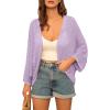 imageGRACE KARIN Open Front 34 Sleeve Batwing Cardigan for Women Lightweight Crochet Summer Cardigan HollowOut Cover UpsLight Purple