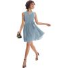 imageGRACE KARIN Women Elegant Pleated Swing Dress Solid Sleeveless VNeck Work DressGray Blue