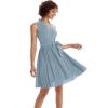 imageGRACE KARIN Women Elegant Pleated Swing Dress Solid Sleeveless VNeck Work DressGray Blue