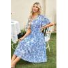 imageGRACE KARIN Womens 2024 Summer Boho Floral Dress Casual V Neck Short Flutter Sleeve Dress Flowy Pleated Beach DressBlue Floral1