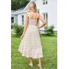 imageGRACE KARIN Womens 2024 Summer Floral Boho Dress Square Neck Strapped Swing A Line Beach Long Maxi DressBlack Dot