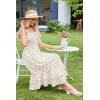 imageGRACE KARIN Womens 2024 Summer Floral Boho Dress Square Neck Strapped Swing A Line Beach Long Maxi DressBlack Dot