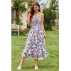 imageGRACE KARIN Womens 2024 Summer Floral Boho Dress Square Neck Strapped Swing A Line Beach Long Maxi DressBlue Floral