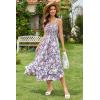 imageGRACE KARIN Womens 2024 Summer Floral Boho Dress Square Neck Strapped Swing A Line Beach Long Maxi DressBlue Floral
