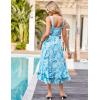 imageGRACE KARIN Womens 2024 Summer Floral Boho Dress Square Neck Strapped Swing A Line Beach Long Maxi DressBlue Ripple