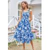 imageGRACE KARIN Womens 2024 Summer Floral Boho Dress Square Neck Strapped Swing A Line Beach Long Maxi DressBlue White