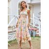 imageGRACE KARIN Womens 2024 Summer Floral Boho Dress Square Neck Strapped Swing A Line Beach Long Maxi DressBlue Yellow