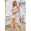 imageGRACE KARIN Womens 2024 Summer Floral Boho Dress Square Neck Strapped Swing A Line Beach Long Maxi DressBlue Yellow