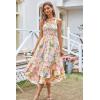 imageGRACE KARIN Womens 2024 Summer Floral Boho Dress Square Neck Strapped Swing A Line Beach Long Maxi DressBlue Yellow