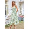 imageGRACE KARIN Womens 2024 Summer Floral Boho Dress Square Neck Strapped Swing A Line Beach Long Maxi DressGreen White