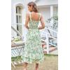 imageGRACE KARIN Womens 2024 Summer Floral Boho Dress Square Neck Strapped Swing A Line Beach Long Maxi DressGreen White