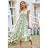 imageGRACE KARIN Womens 2024 Summer Floral Boho Dress Square Neck Strapped Swing A Line Beach Long Maxi DressGreen White