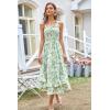 imageGRACE KARIN Womens 2024 Summer Floral Boho Dress Square Neck Strapped Swing A Line Beach Long Maxi DressGreen White