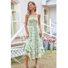 imageGRACE KARIN Womens 2024 Summer Floral Boho Dress Square Neck Strapped Swing A Line Beach Long Maxi DressGreen White