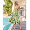 imageGRACE KARIN Womens 2024 Summer Floral Boho Dress Square Neck Strapped Swing A Line Beach Long Maxi DressGreen Yellow
