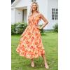 imageGRACE KARIN Womens 2024 Summer Floral Boho Dress Square Neck Strapped Swing A Line Beach Long Maxi DressOrange