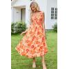 imageGRACE KARIN Womens 2024 Summer Floral Boho Dress Square Neck Strapped Swing A Line Beach Long Maxi DressOrange