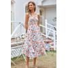 imageGRACE KARIN Womens 2024 Summer Floral Boho Dress Square Neck Strapped Swing A Line Beach Long Maxi DressOrange Floral