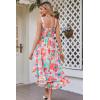 imageGRACE KARIN Womens 2024 Summer Floral Boho Dress Square Neck Strapped Swing A Line Beach Long Maxi DressOrange Pink