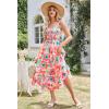 imageGRACE KARIN Womens 2024 Summer Floral Boho Dress Square Neck Strapped Swing A Line Beach Long Maxi DressOrange Pink