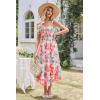 imageGRACE KARIN Womens 2024 Summer Floral Boho Dress Square Neck Strapped Swing A Line Beach Long Maxi DressOrange Pink