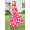 imageGRACE KARIN Womens 2024 Summer Floral Boho Dress Square Neck Strapped Swing A Line Beach Long Maxi DressPink Blue