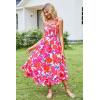 imageGRACE KARIN Womens 2024 Summer Floral Boho Dress Square Neck Strapped Swing A Line Beach Long Maxi DressPink Blue