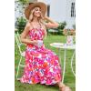 imageGRACE KARIN Womens 2024 Summer Floral Boho Dress Square Neck Strapped Swing A Line Beach Long Maxi DressPink Blue