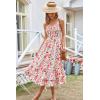 imageGRACE KARIN Womens 2024 Summer Floral Boho Dress Square Neck Strapped Swing A Line Beach Long Maxi DressPink Floral