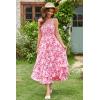 imageGRACE KARIN Womens 2024 Summer Floral Boho Dress Square Neck Strapped Swing A Line Beach Long Maxi DressPink Yellow Floral