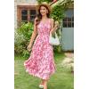 imageGRACE KARIN Womens 2024 Summer Floral Boho Dress Square Neck Strapped Swing A Line Beach Long Maxi DressPink Yellow Floral