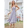 imageGRACE KARIN Womens 2024 Summer Floral Boho Dress Square Neck Strapped Swing A Line Beach Long Maxi DressPurple Floral