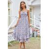 imageGRACE KARIN Womens 2024 Summer Floral Boho Dress Square Neck Strapped Swing A Line Beach Long Maxi DressPurple Floral