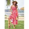 imageGRACE KARIN Womens 2024 Summer Floral Boho Dress Square Neck Strapped Swing A Line Beach Long Maxi DressPurple Orange