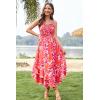 imageGRACE KARIN Womens 2024 Summer Floral Boho Dress Square Neck Strapped Swing A Line Beach Long Maxi DressPurple Orange