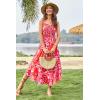 imageGRACE KARIN Womens 2024 Summer Floral Boho Dress Square Neck Strapped Swing A Line Beach Long Maxi DressPurple Orange