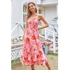 imageGRACE KARIN Womens 2024 Summer Floral Boho Dress Square Neck Strapped Swing A Line Beach Long Maxi DressRed Pink