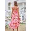 imageGRACE KARIN Womens 2024 Summer Floral Boho Dress Square Neck Strapped Swing A Line Beach Long Maxi DressRed Pink