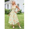 imageGRACE KARIN Womens 2024 Summer Floral Boho Dress Square Neck Strapped Swing A Line Beach Long Maxi DressYellow Floral