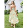 imageGRACE KARIN Womens 2024 Summer Floral Boho Dress Square Neck Strapped Swing A Line Beach Long Maxi DressYellow Floral