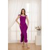 imageGRACE KARIN Womens Cowl Neck Sleeveless Ruffled Fishtail Dress High Slit Bodycon Cocktail Party Maxi DressRose Purple