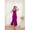 imageGRACE KARIN Womens Cowl Neck Sleeveless Ruffled Fishtail Dress High Slit Bodycon Cocktail Party Maxi DressRose Purple