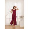 imageGRACE KARIN Womens Cowl Neck Sleeveless Ruffled Fishtail Dress High Slit Bodycon Cocktail Party Maxi DressWine Red