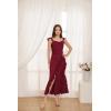imageGRACE KARIN Womens Cowl Neck Sleeveless Ruffled Fishtail Dress High Slit Bodycon Cocktail Party Maxi DressWine Red