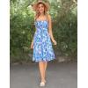 imageGRACE KARIN Womens Spaghetti Strap Floral Dress Ruffle Hem Pleated Casual Summer Dress Boho Flowy Midi Beach DressBlue Floral 3