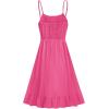 imageGRACE KARIN Womens Spaghetti Strap Floral Dress Ruffle Hem Pleated Casual Summer Dress Boho Flowy Midi Beach DressRose Red