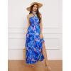 imageGRACE KARIN Womens Summer Dresses 2024 Halter Neck Sleeveless Smocked Backless Cut Out Floral Flowy A Line Maxi DressBlue Pink