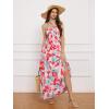imageGRACE KARIN Womens Summer Dresses 2024 Halter Neck Sleeveless Smocked Backless Cut Out Floral Flowy A Line Maxi DressPink Green