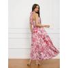 imageGRACE KARIN Womens Summer Dresses 2024 Halter Neck Sleeveless Smocked Backless Cut Out Floral Flowy A Line Maxi DressPink Orange